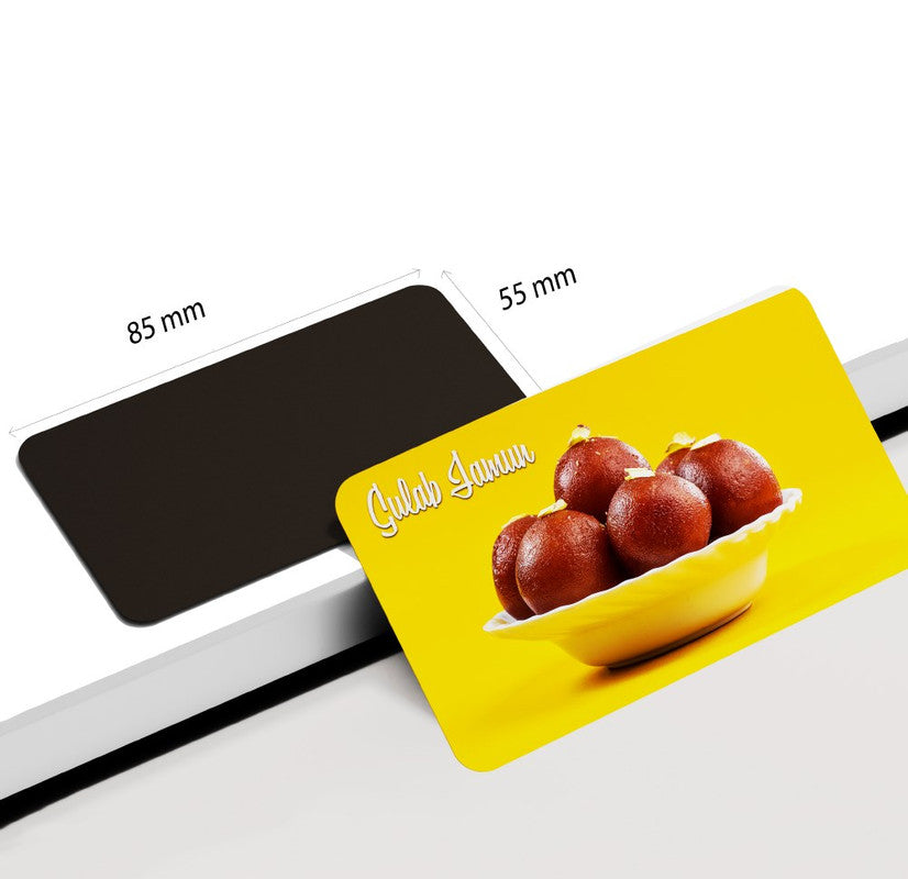 dhcrafts Rectangular Rubber Fridge Magnet Multicolor Food Gulab Jamun Rectangular Design Pack of 1 (8.6cm x 5.4cm)